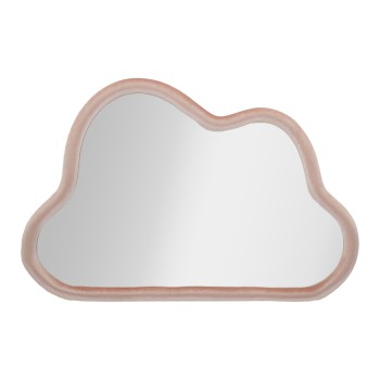 MIROIR MURAL EN VELOURS ROSE NUAGE