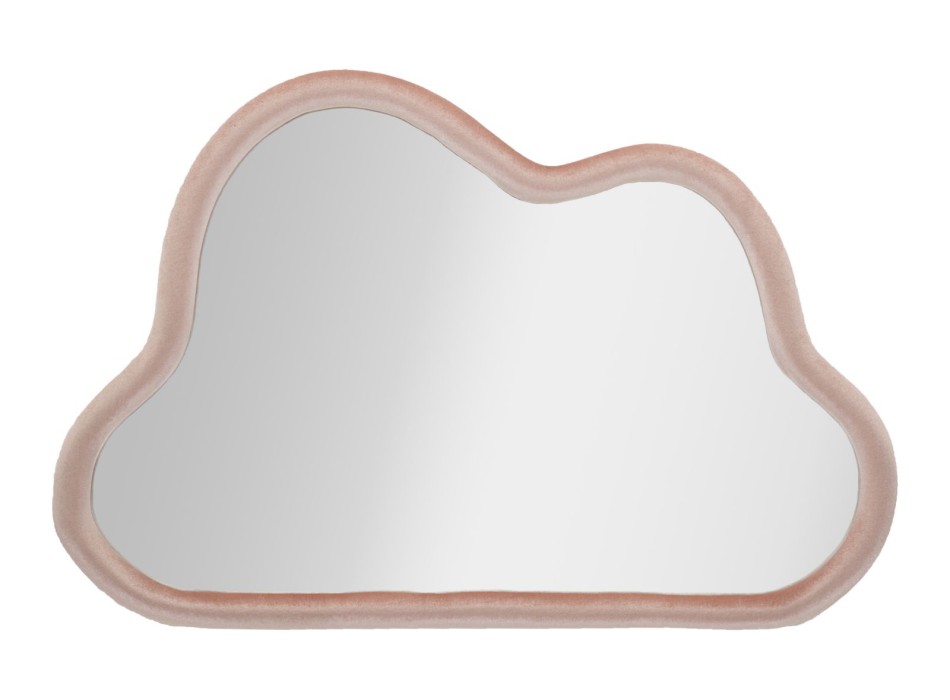 MIROIR MURAL EN VELOURS ROSE NUAGE