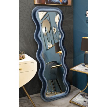 MIROIR MURAL EMILY EN VELOURS BLEU