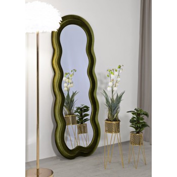 MIROIR MURAL EN VELOURS VERT MIKI