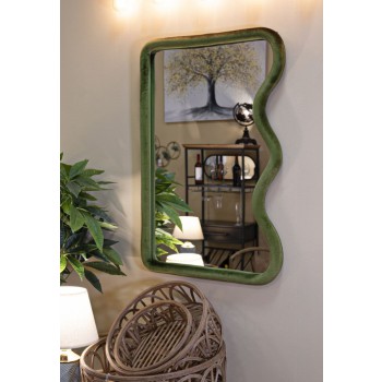 MIROIR MURAL EN VELOURS VERT TOD