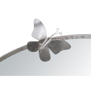 MIROIR PAPILLON ROND ARGENT