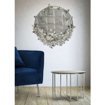 MIROIR PAPILLON ROND ARGENT