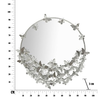 MIROIR PAPILLON ROND ARGENT