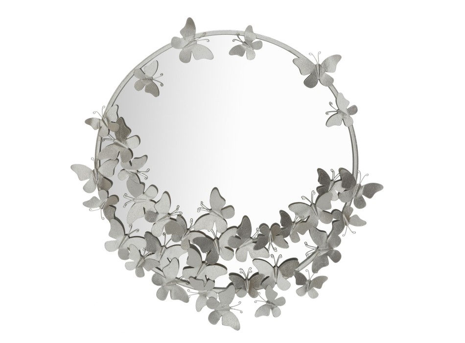 MIROIR PAPILLON ROND ARGENT