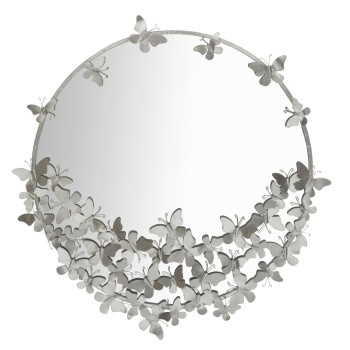 MIROIR PAPILLON ROND ARGENT