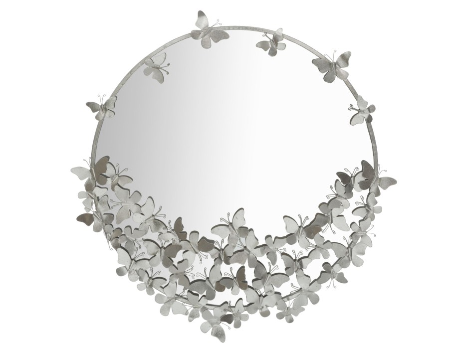 MIROIR PAPILLON ROND ARGENT