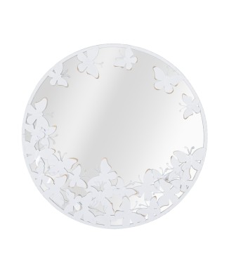 MIROIR ROND PAPILLON BLANC