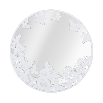 MIROIR ROND PAPILLON BLANC