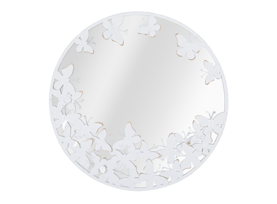 MIROIR ROND PAPILLON BLANC