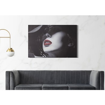 IMPRESSION SUR TOILE AVEC APPLICATIONS DE CHAPEAU LADY LADY