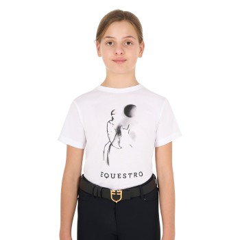 T-SHIRT FILLE COUPE SLIM IMPRIMÉ RAYONS DE LUNE