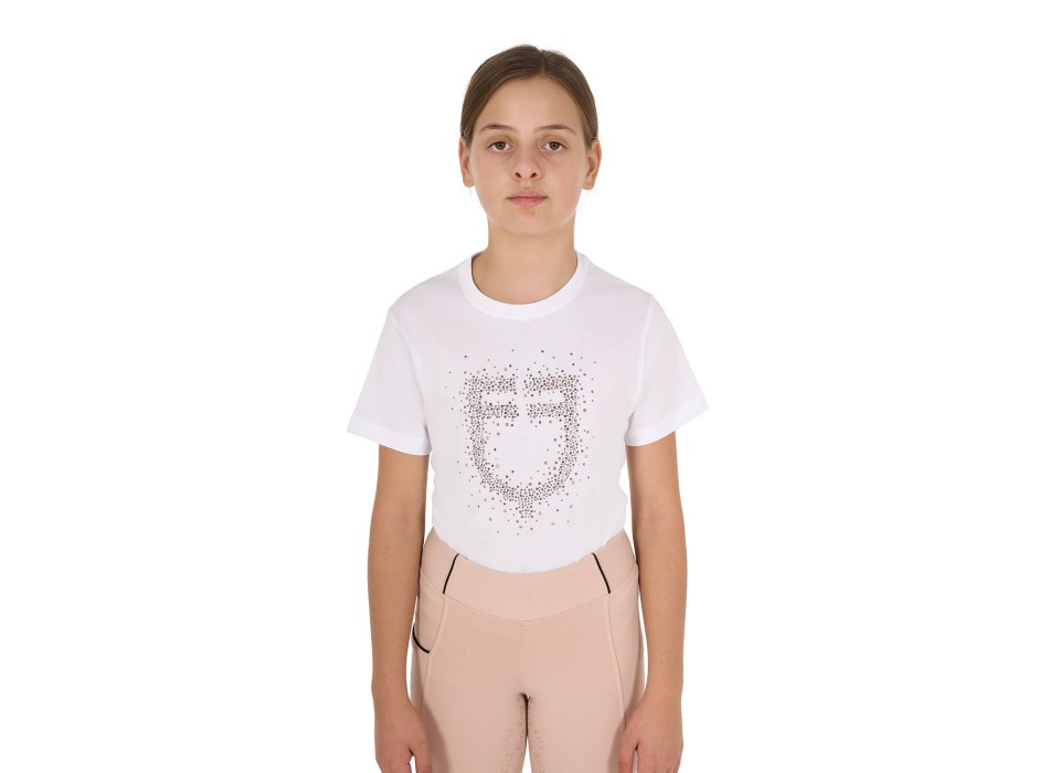 T-SHIRT FILLE COUPE SLIM AVEC LOGO PAILLETTES ROSE