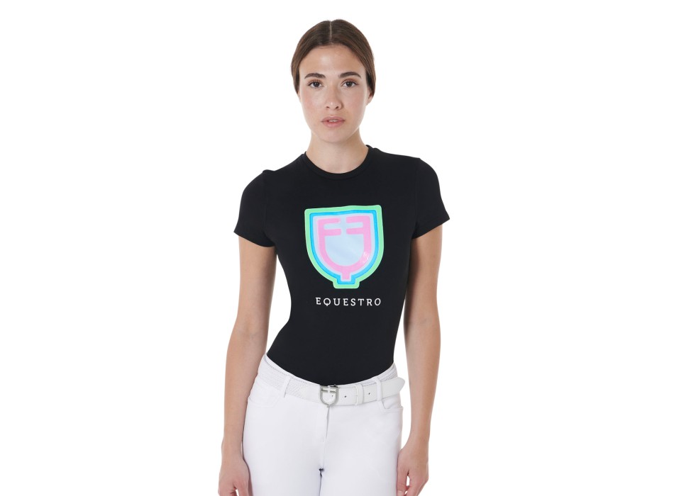 T-SHIRT FEMME COUPE SLIM AVEC LOGO PSYCHÉDÉLIQUE