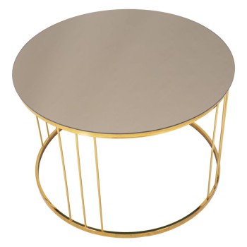 TABLE BASSE MIROIR SIMPLE EN BRONZE