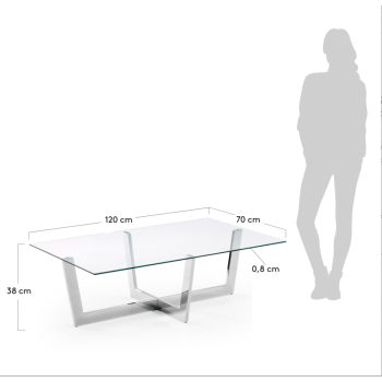 Table basse Plam 120 x 70 cm Fume gris verre noir