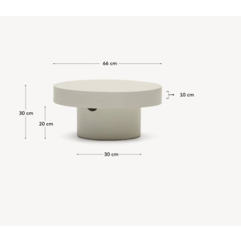 Table basse ronde Aiguablava en béton blanc Ø 66 cm