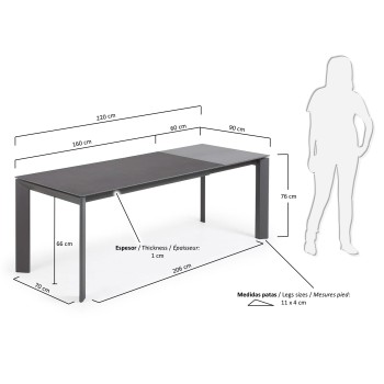 Table extensible Axis en porcelaine Vulcano 220cm