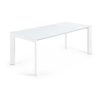 Table extensible Axis en verre blanc et pieds en verre blanc 200cm