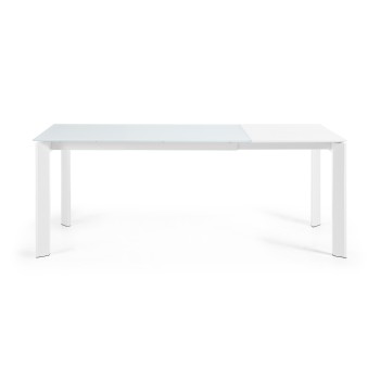 Table extensible Axis en verre blanc et pieds en verre blanc 200cm