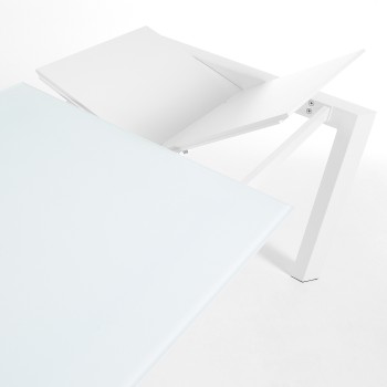 Table extensible Axis en verre blanc et pieds en verre blanc 200cm