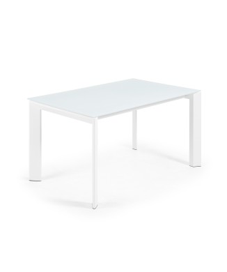 Table extensible Axis en verre blanc et pieds en verre blanc 200cm