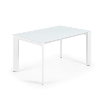 Table extensible Axis en verre blanc et pieds en verre blanc 200cm