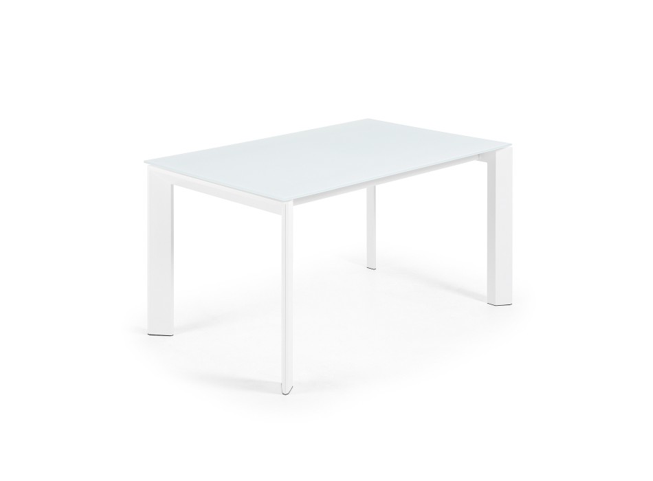 Table extensible Axis en verre blanc et pieds en verre blanc 200cm