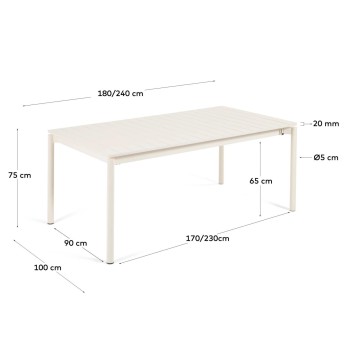 Table extensible d'extérieur Zaltana en aluminiumExtérieur Zaltana en aluminium