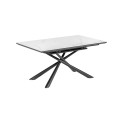 Table extensible Theone en porcelaine blanche avec pieds en acier et finition noire 160 (210)x90 cm