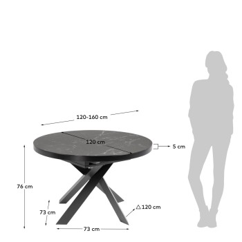 Tavolo allungabile Vashti Ø 120 (160) cm porcellanato