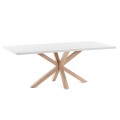 Table Argo 160 cm mélaminé blanc effet bois pieds