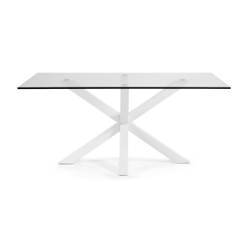 Table Argo en verre et pieds en acier finition Transparent 180 cm