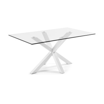 Table Argo en verre et pieds en acier finition Transparent 180 cm