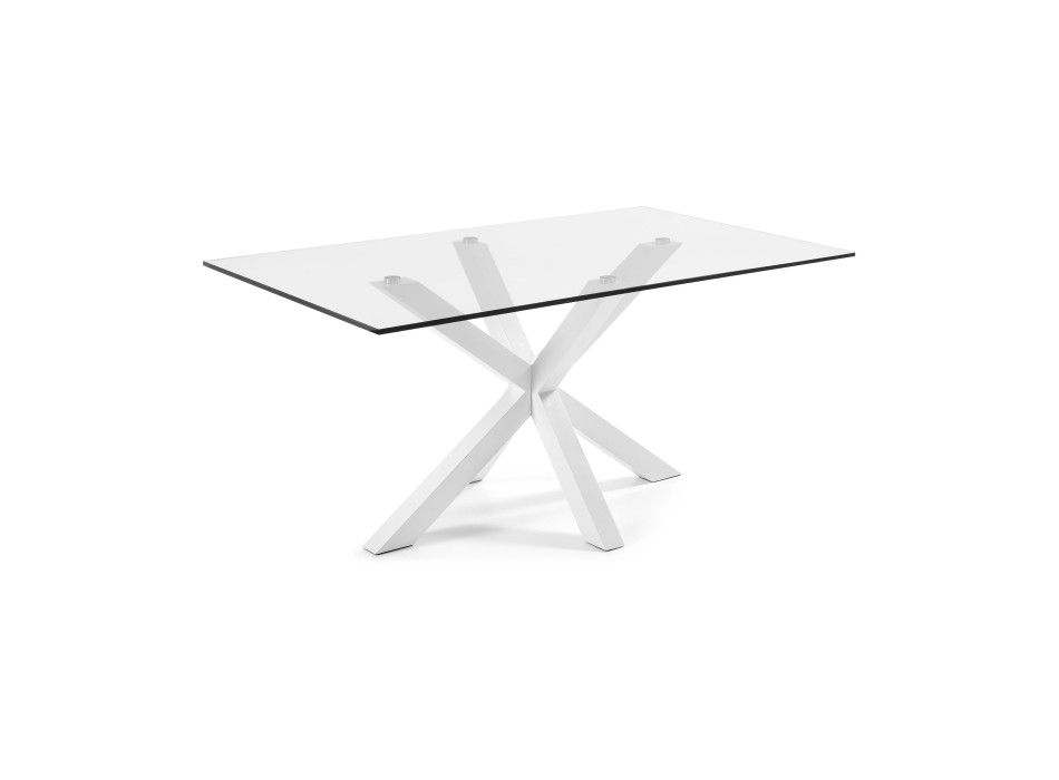 Table Argo en verre et pieds en acier finition Transparent 180 cm