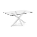 Table Argo en verre et pieds en acier finition Transparent 180 cm