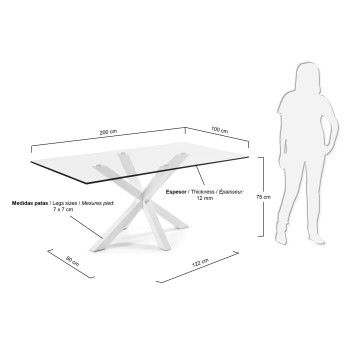 Table Argo en verre et pieds en acier finition transparente