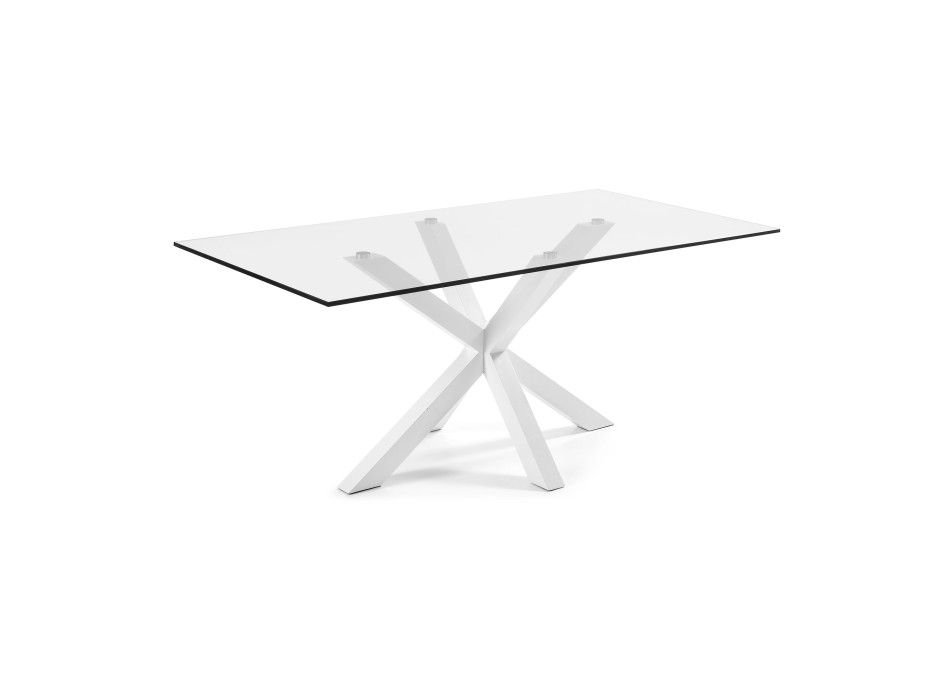 Table Argo en verre et pieds en acier finition transparente