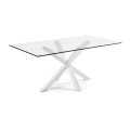 Table Argo en verre et pieds en acier finition transparente