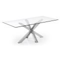 Table Argo en verre et pieds en acier inoxydable