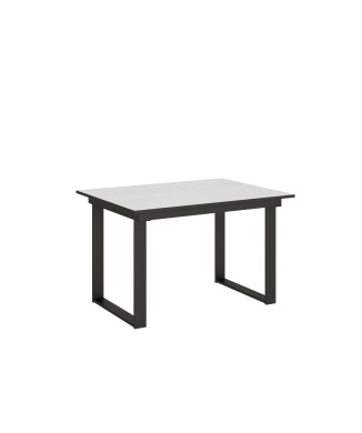 Bandos Table - Table extensible 90x120/180 cm Bandos Frêne Blanc Structure Anthracite