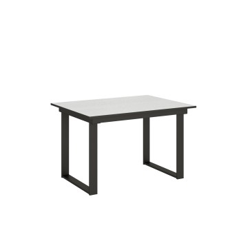 Bandos Table - Table extensible 90x120/180 cm Bandos Frêne Blanc Structure Anthracite