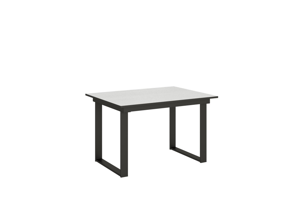 Bandos Table - Table extensible 90x120/180 cm Bandos Frêne Blanc Structure Anthracite