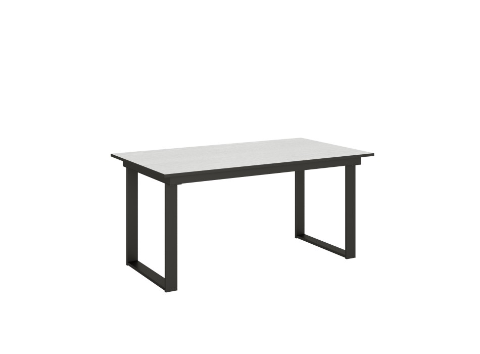 Table Bandos - Table extensible 90x160/220 cm Bandos Frêne Blanc structure Anthracite