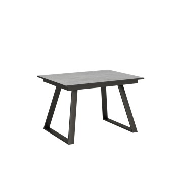 Table Bernadette - Table extensible 90x120/180 cm Bernadette Frêne Blanc structure Anthracite