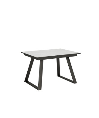 Table Bernadette - Table extensible 90x120/180 cm Bernadette Frêne Blanc structure Anthracite