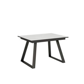 Table Bernadette - Table extensible 90x120/180 cm Bernadette Frêne Blanc structure Anthracite