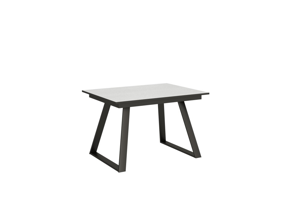 Table Bernadette - Table extensible 90x120/180 cm Bernadette Frêne Blanc structure Anthracite