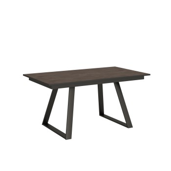 Table Bernadette - Table extensible 90x160/220 cm Bernadette Frêne Blanc structure Anthracite