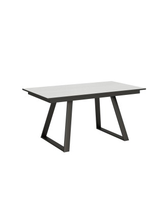 Table Bernadette - Table extensible 90x160/220 cm Bernadette Frêne Blanc structure Anthracite